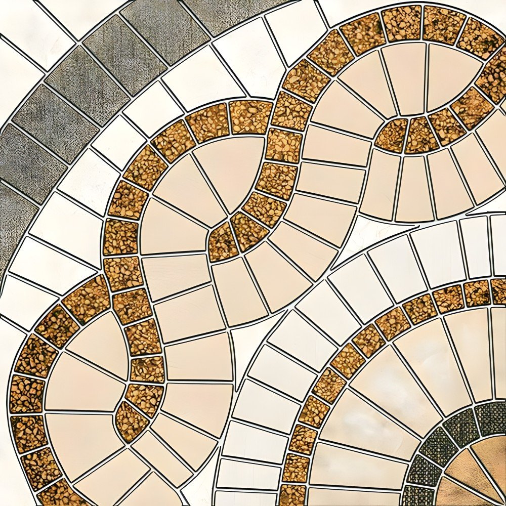 Circular Pebble Fan Mosaic Medallion Design