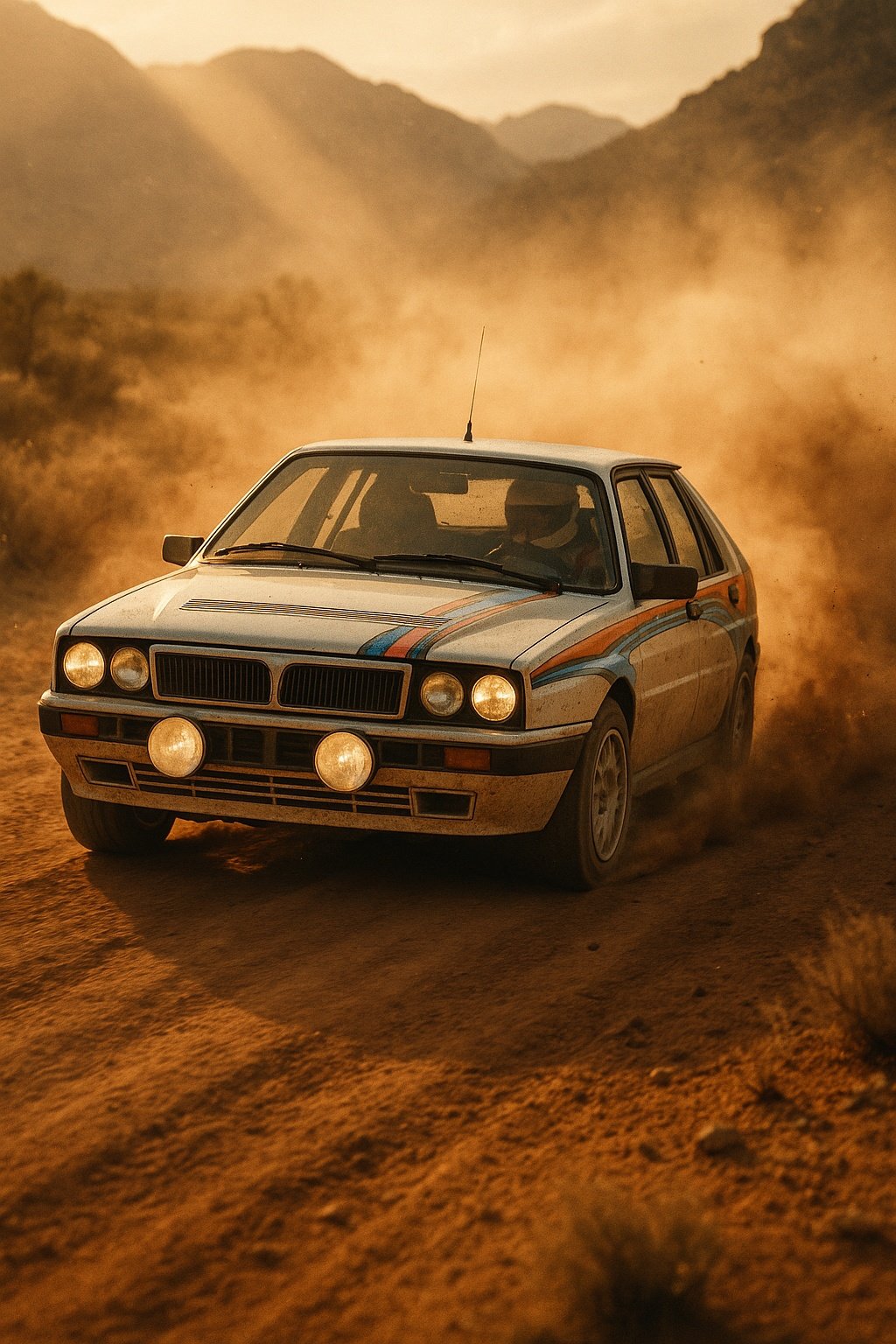 Classic Rally Car Dust Desert Mobile Wallpaper