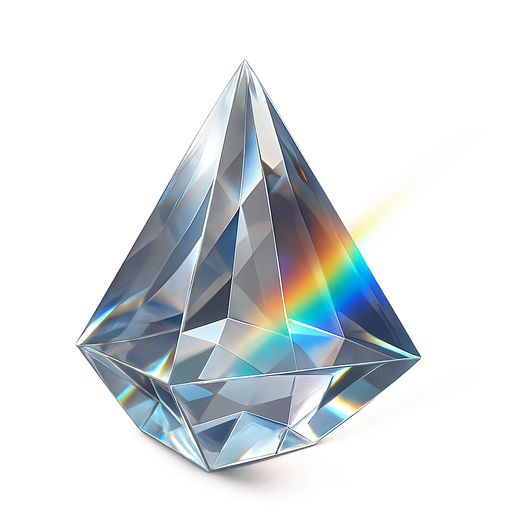 Clear Crystal Prism with Rainbow Refraction