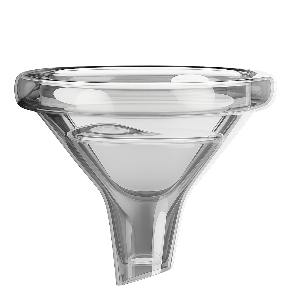 Clear Glass Funnel 3D Science Icon