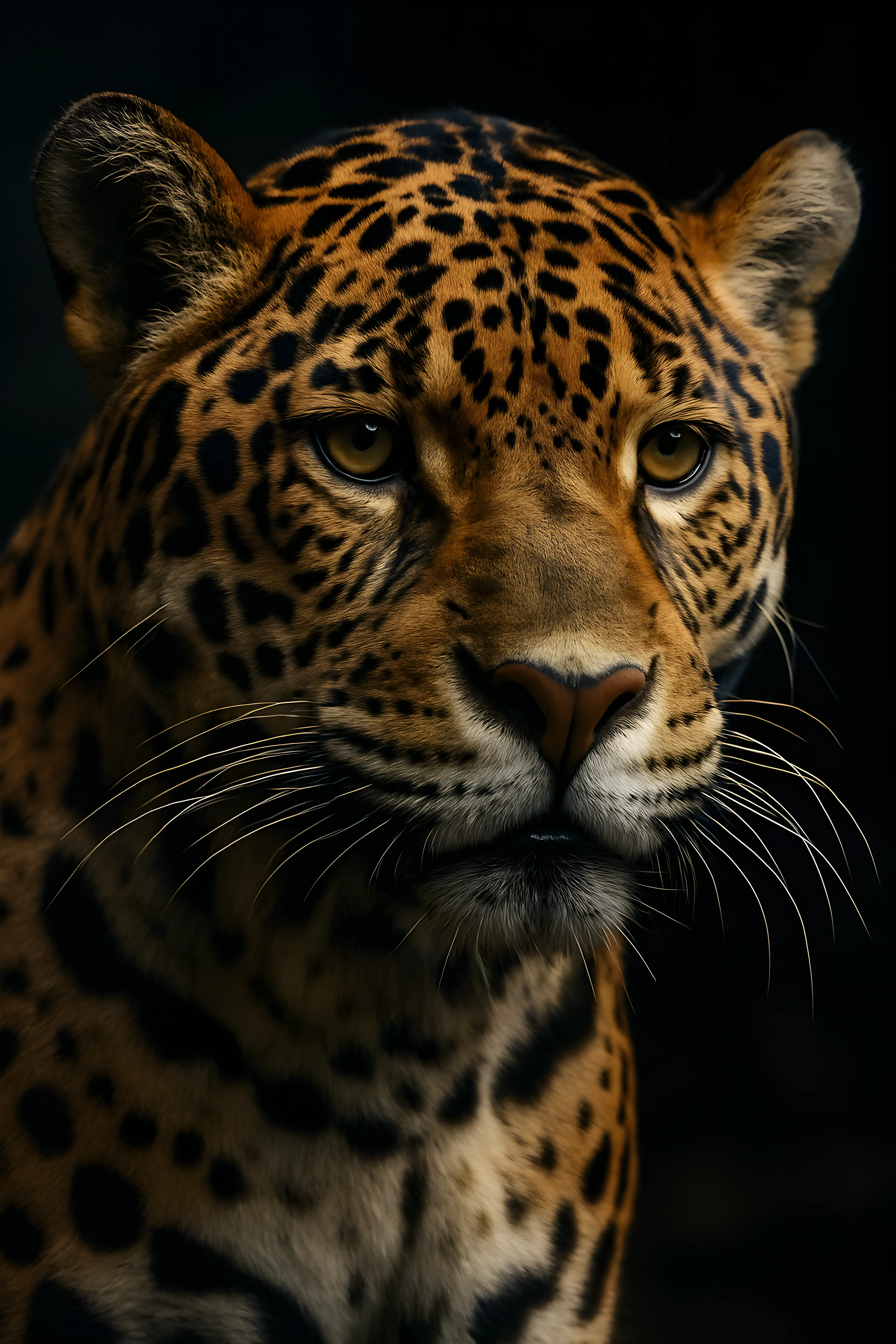 Close-Up Portrait of a Majestic Jaguar in a Dark Background