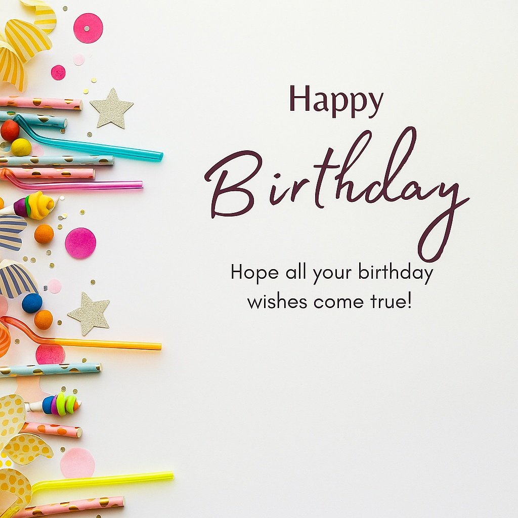 Colorful Birthday Celebration Background With Festive Party Decorations and Wishes