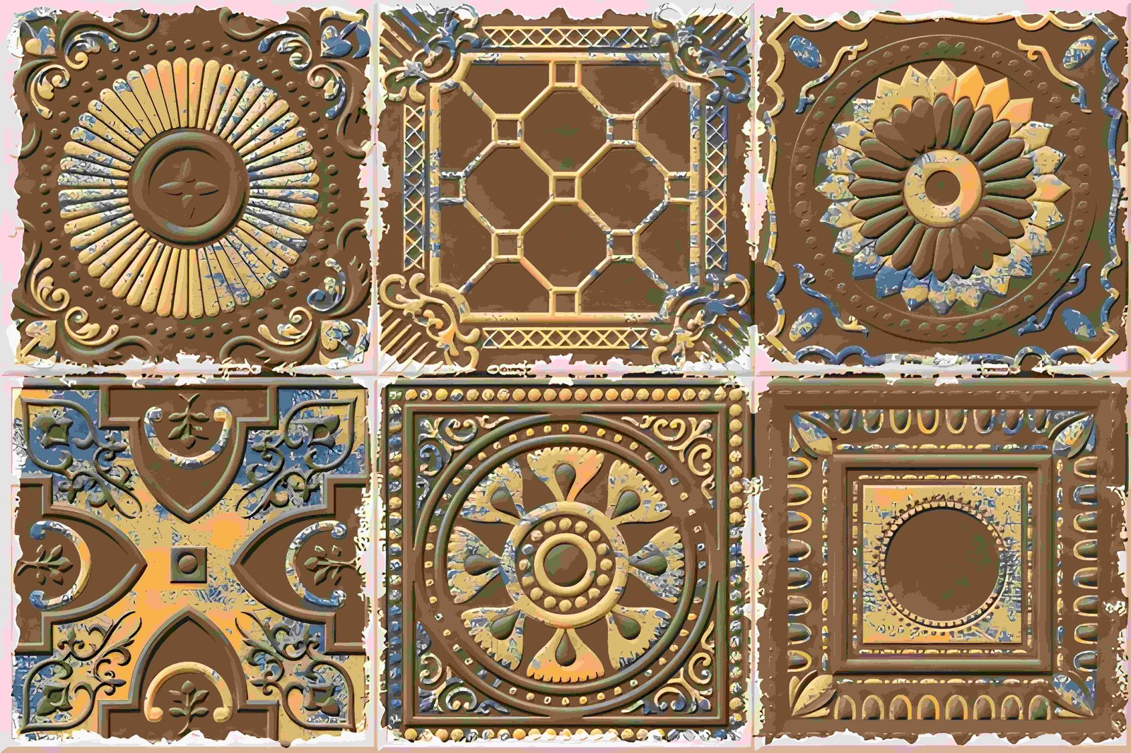 Colorful Brown Embossed Decorative Rustic Wall Tile