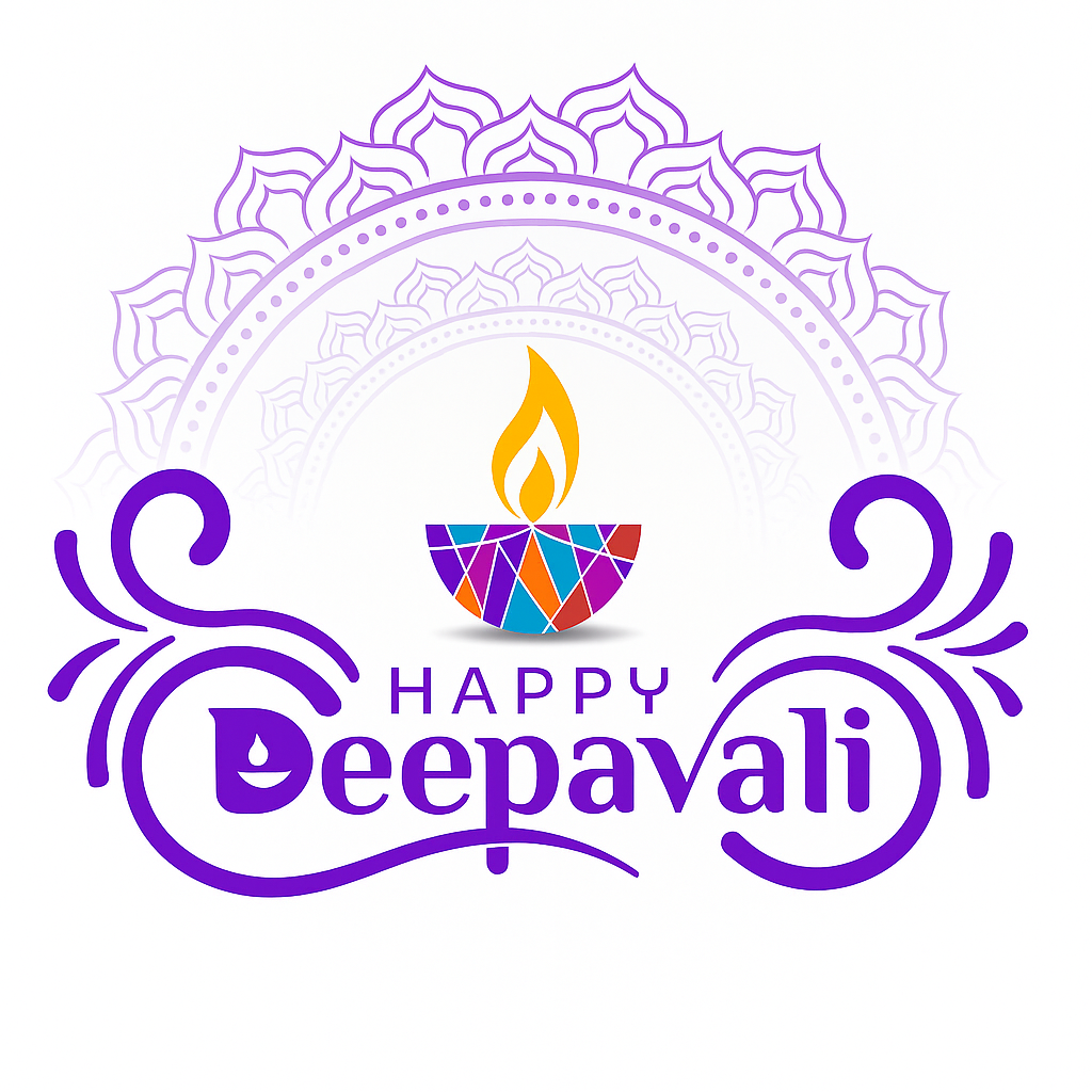 Colorful Diwali Greeting Design with Oil Lamp and Ornamental Patterns