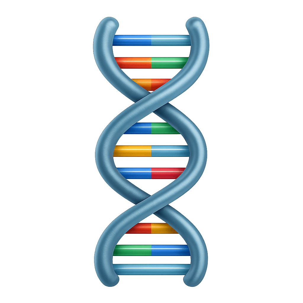 Colorful DNA Helix Illustration Representing Genetics and Biotechnology on Transparent Background