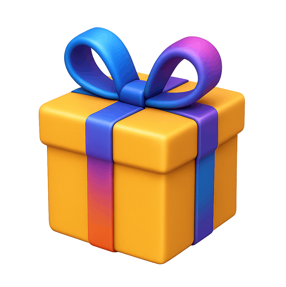 Colorful Gift Box with Ribbon on Transparent Background