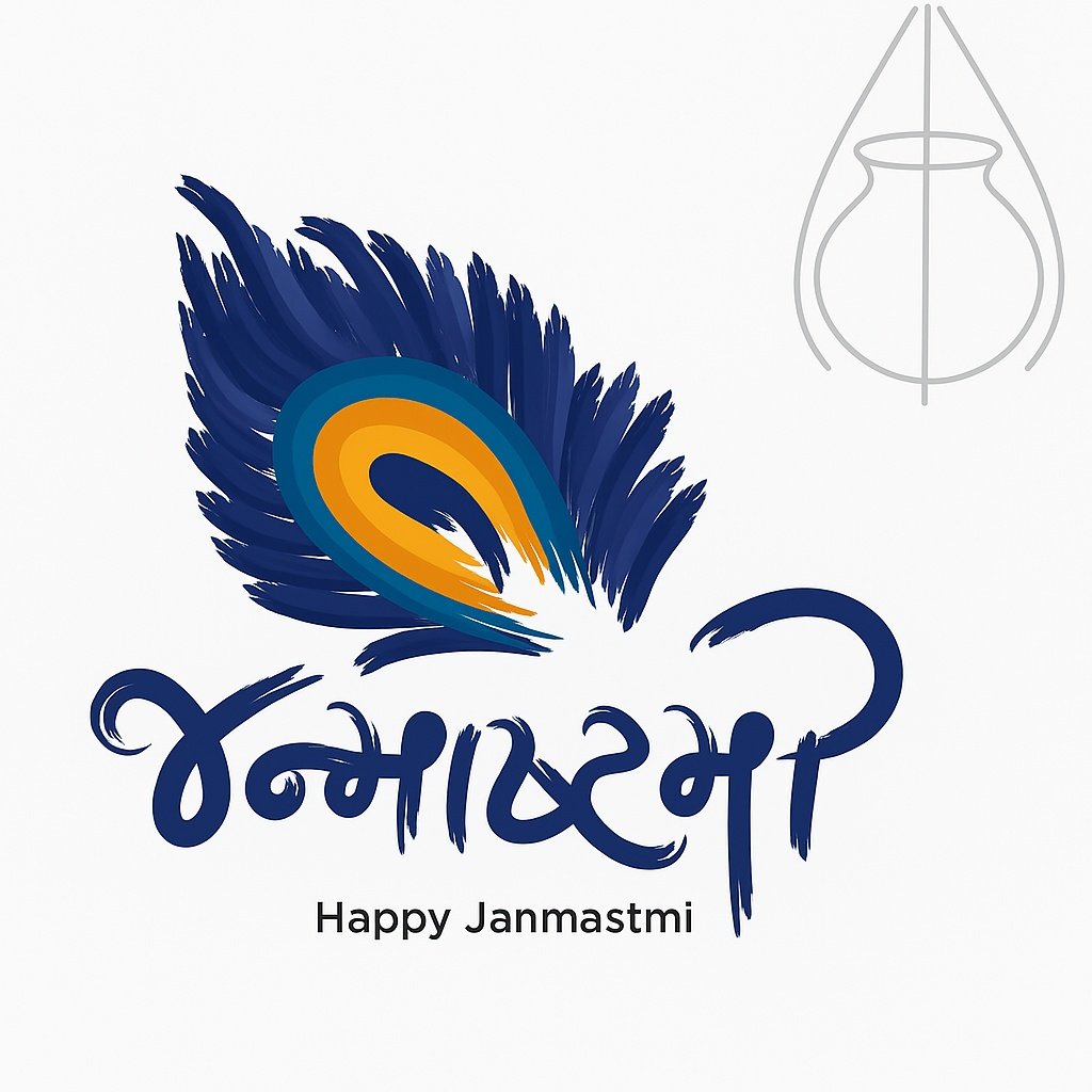 Colorful Janmashtami Design Featuring Festive Elements and Text