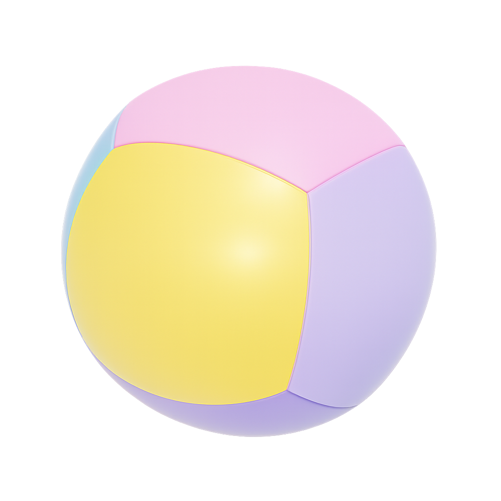 Colorful Pastel Ball with Geometric Sections on Transparent Background