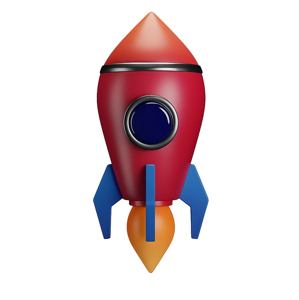 Colorful Rocket Illustration with Modern Design on Transparent Background