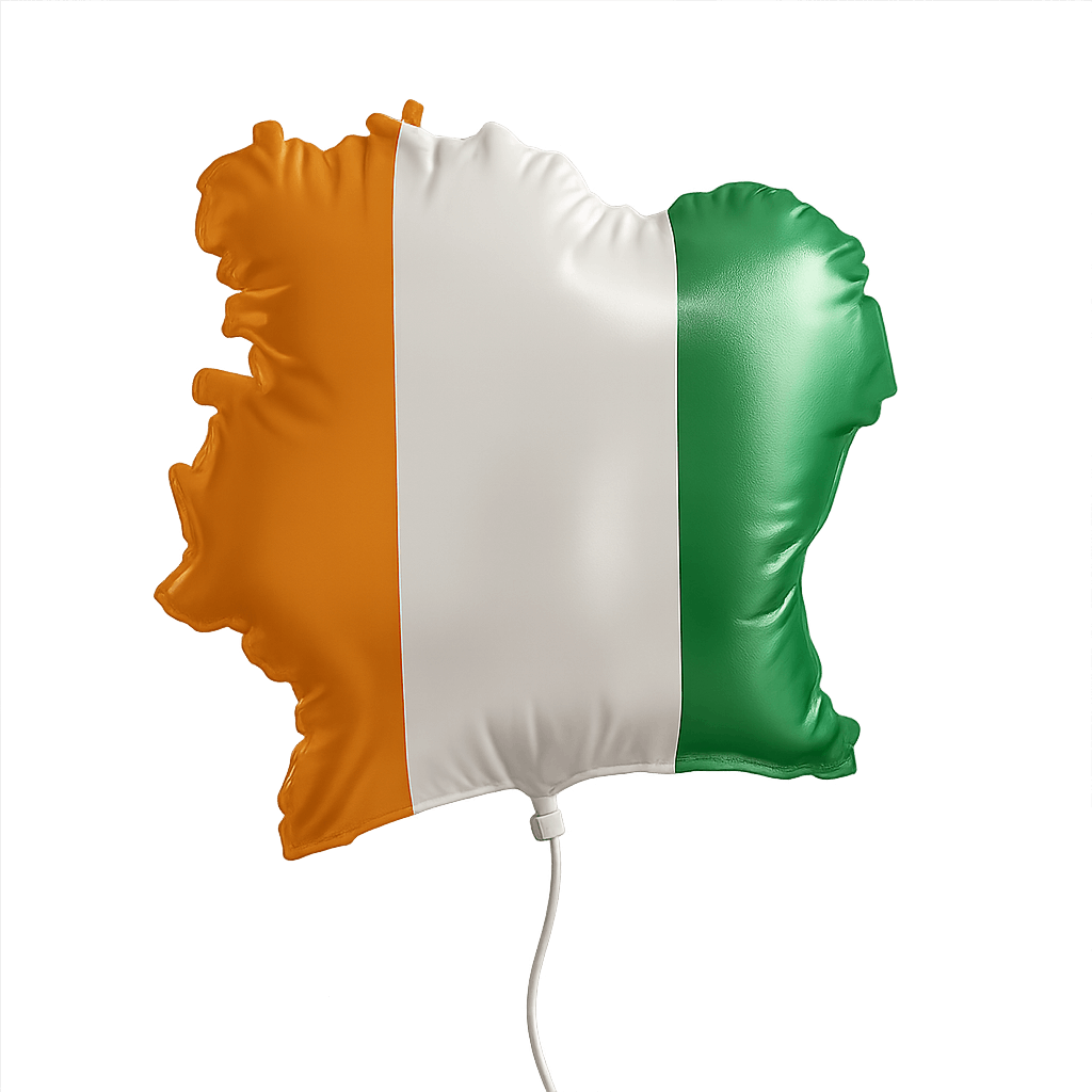 Côte d'Ivoire Map Flag Balloon transparent background