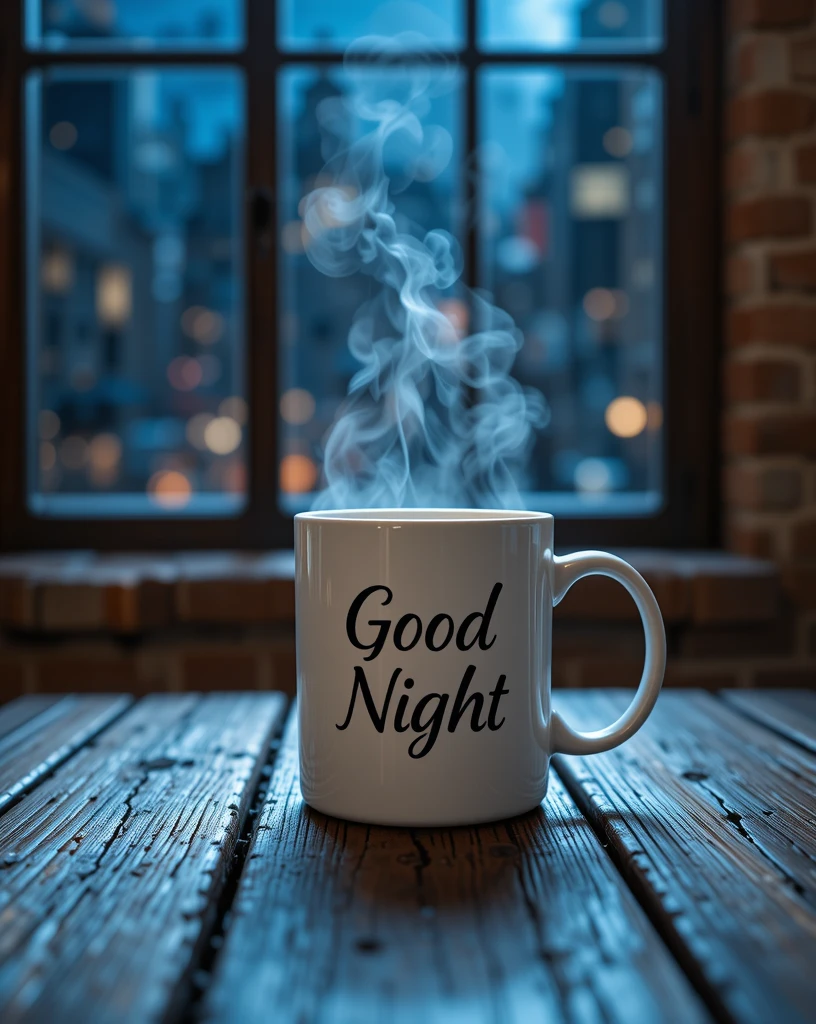 Cozy Evening with a Steaming Mug of Tea by the Window