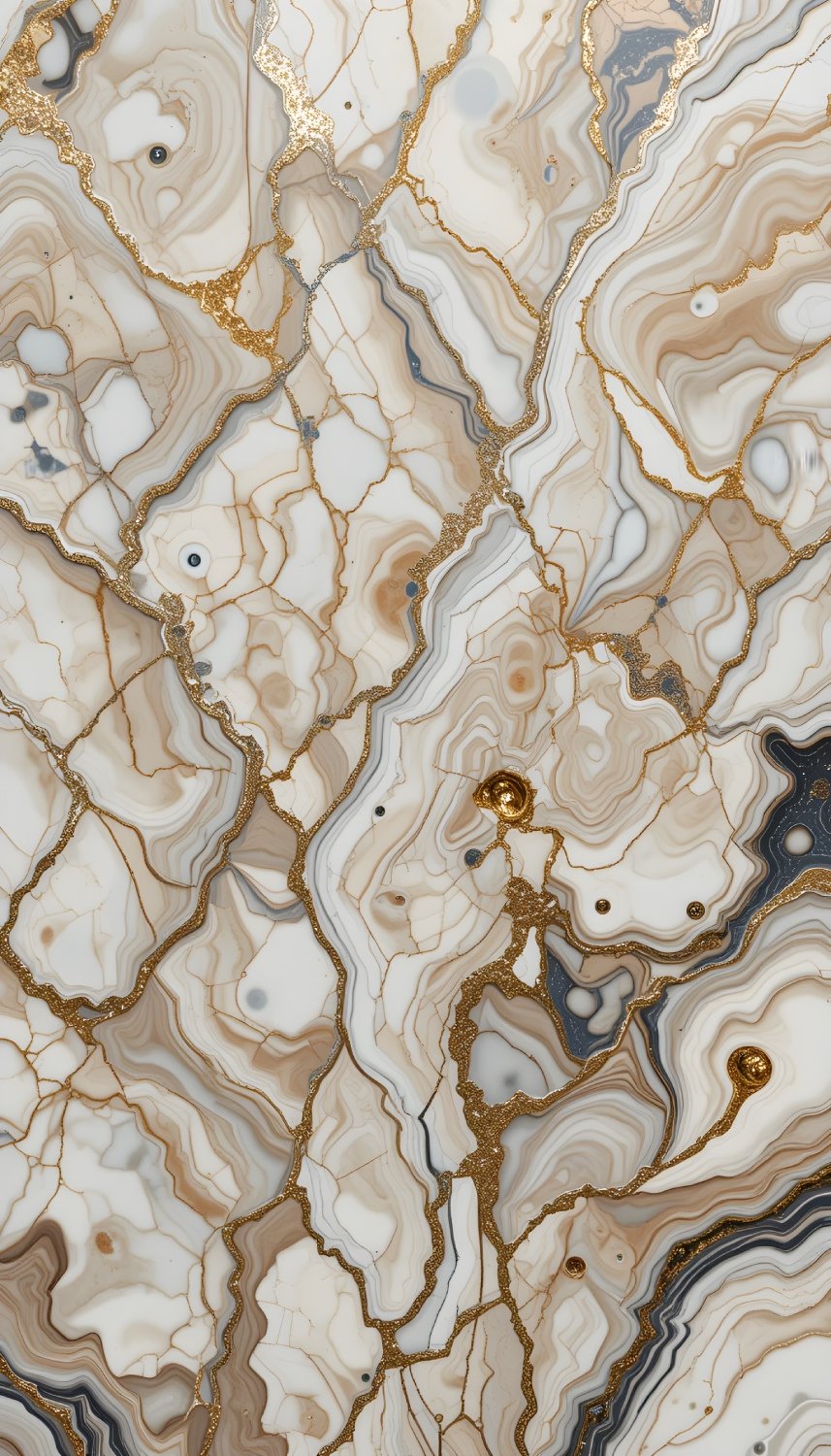Cracked Agate Pattern Brown Gold Veins