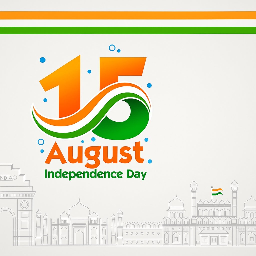 Creative Independence Day Graphic Featuring Iconic Landmarks and Tricolor Elements