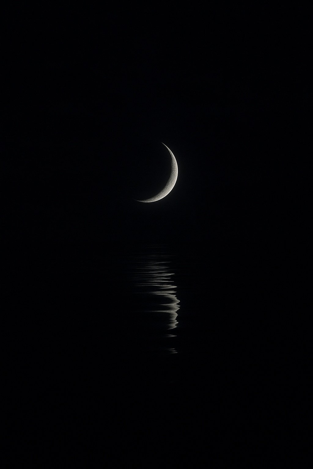 Crescent Moon Water Reflection Dark Mobile Wallpaper