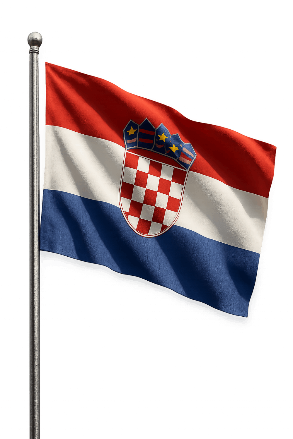 Croatia National Flag Waving Pole transparent background