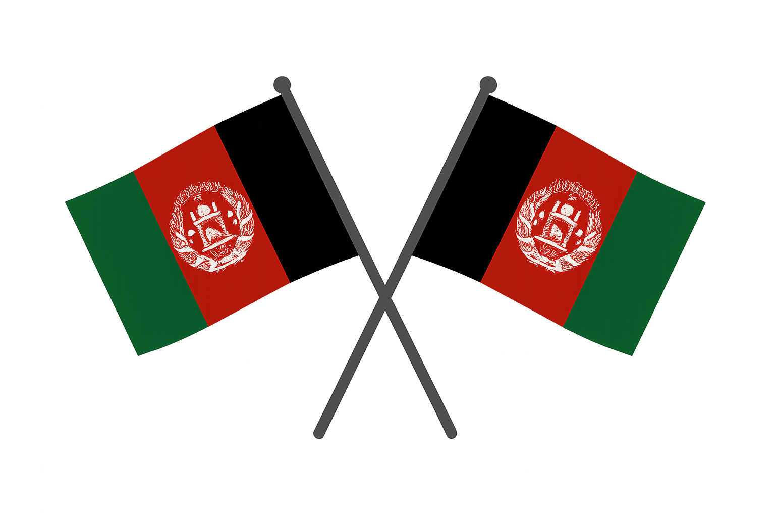 Crossed Afghanistan Flags Transparent Background On Poles