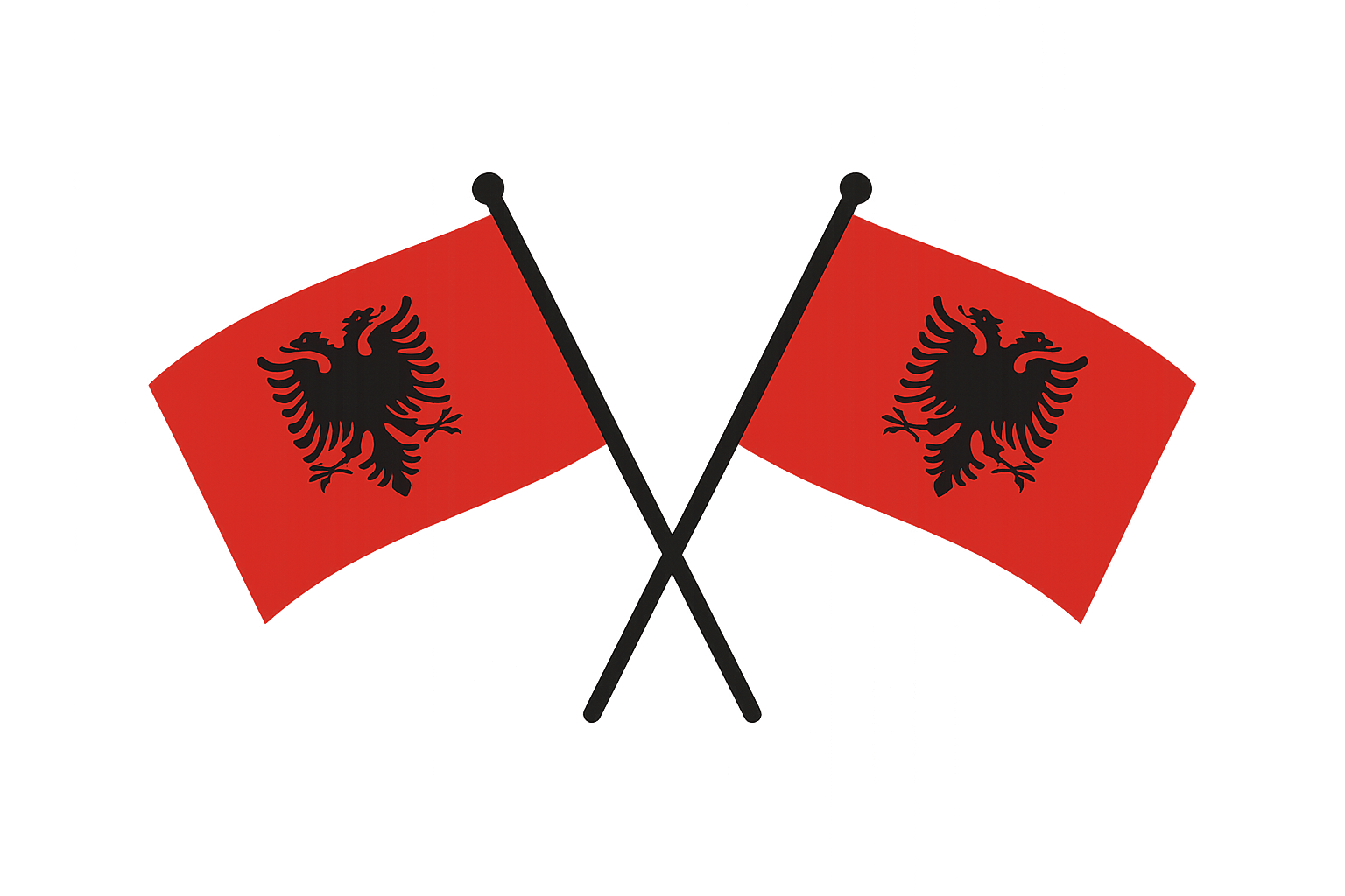 Crossed Albania Flags Transparent Background