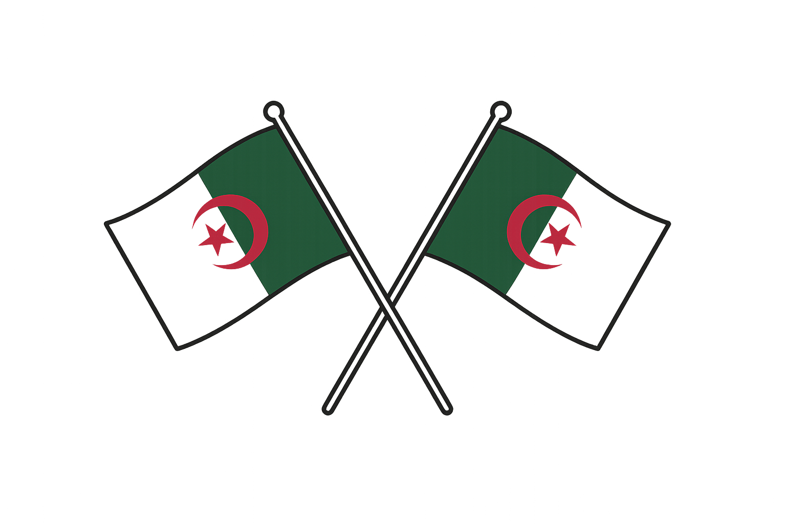 Crossed Algeria Flags Transparent Background