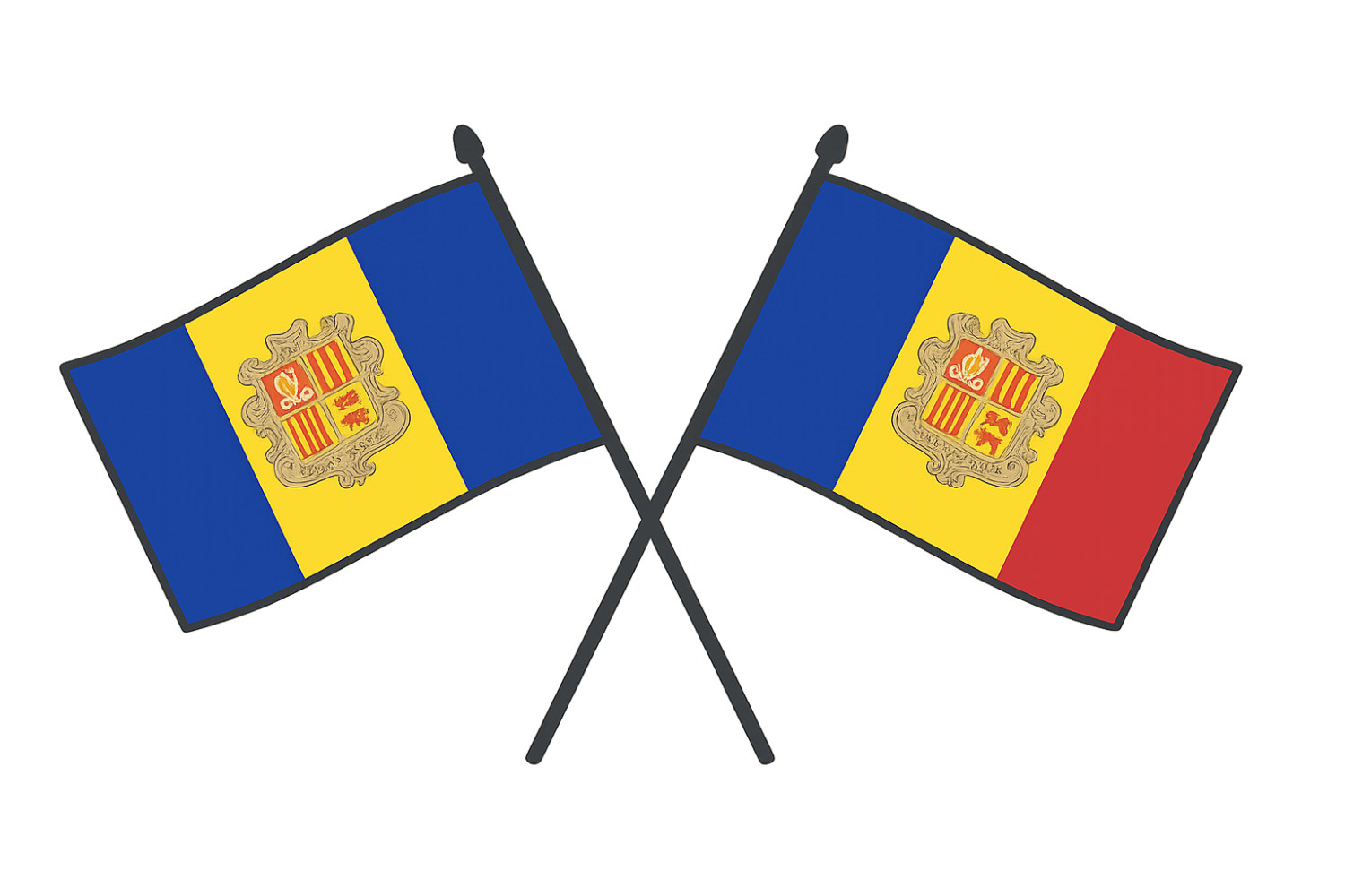 Crossed Andorra Flags Transparent Background On Poles