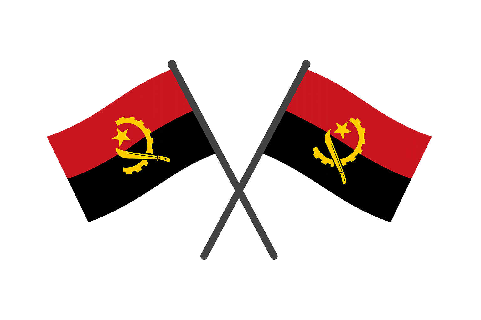Crossed Angola Flags Transparent Background
