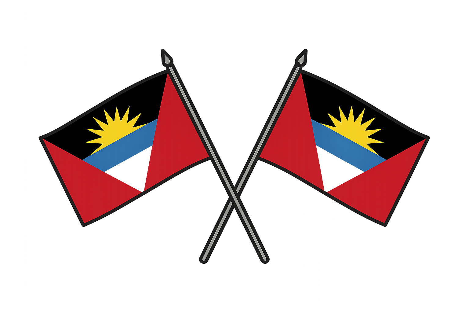 Crossed Antigua Barbuda Flags transparent background