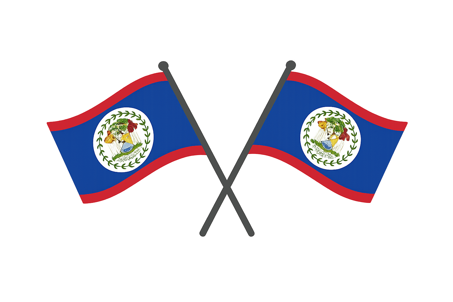 Crossed Belize Flags Vector Transparent Background
