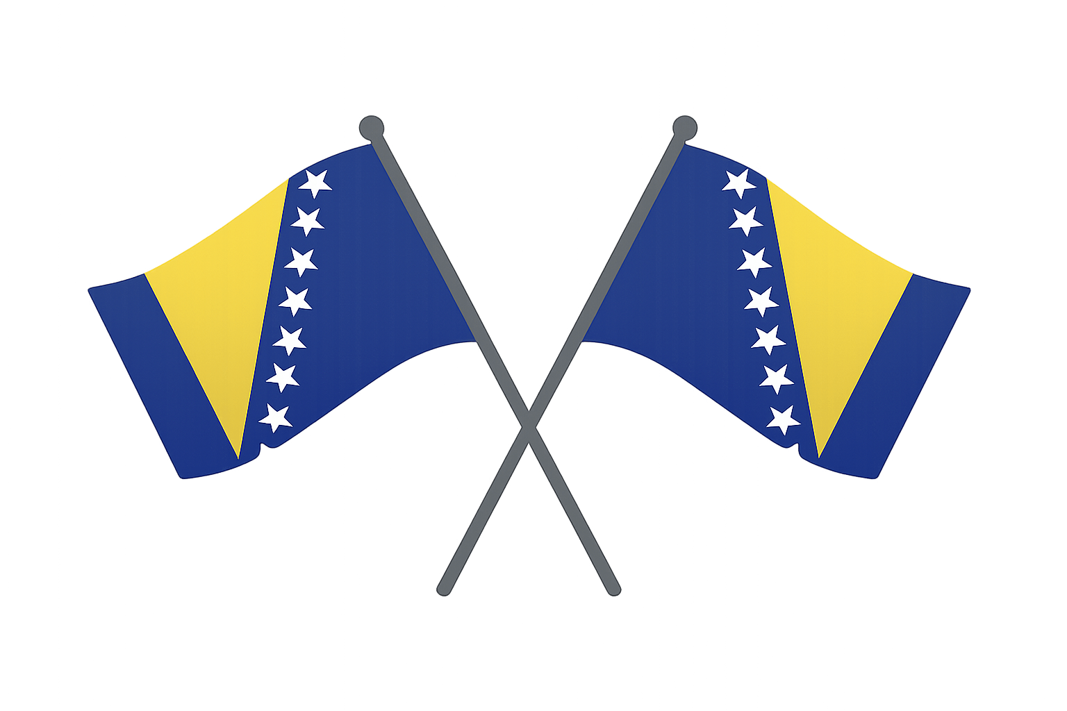 Crossed Bosnia Herzegovina Flags Transparent Background