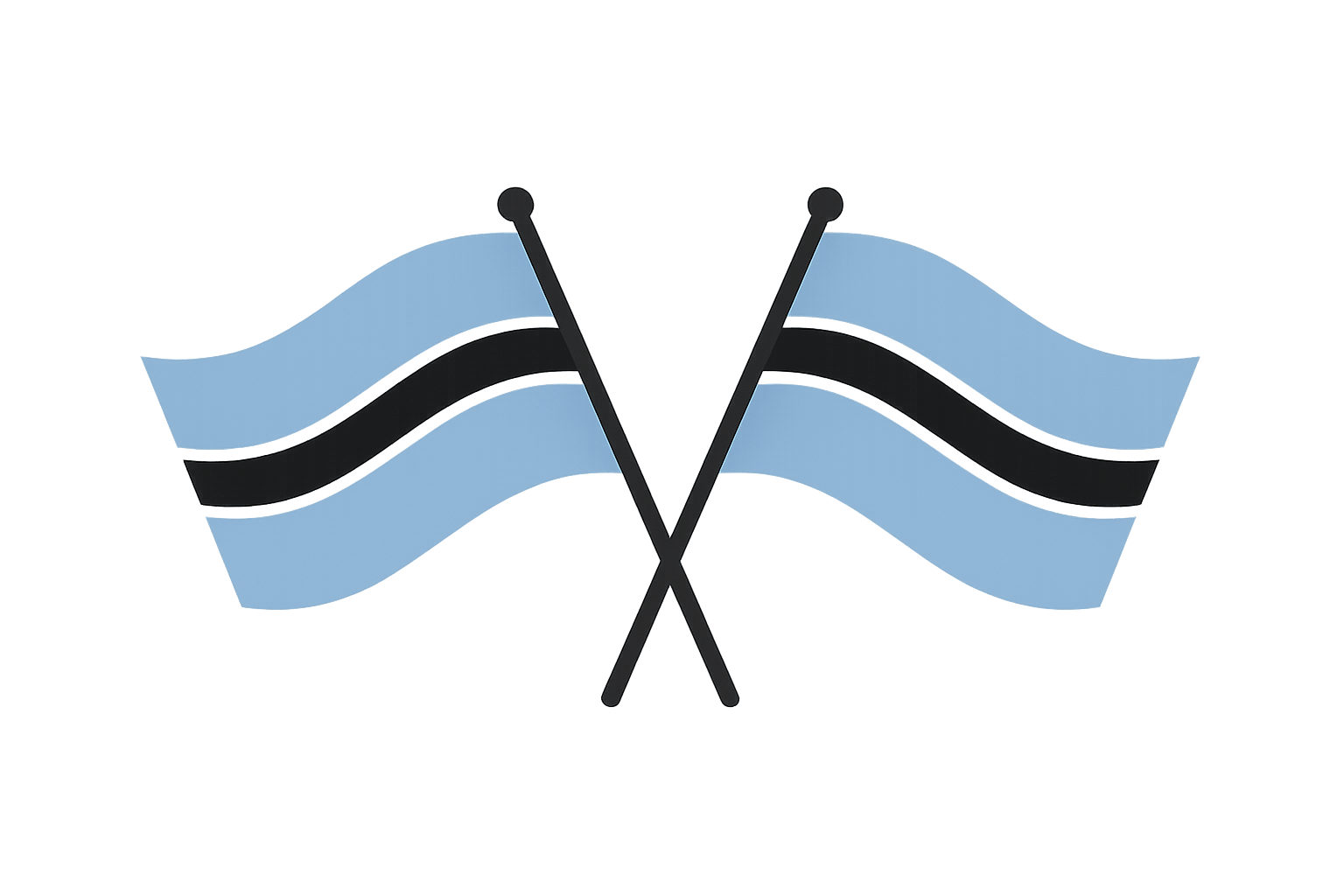 Crossed Botswana Flags Vector Transparent Background