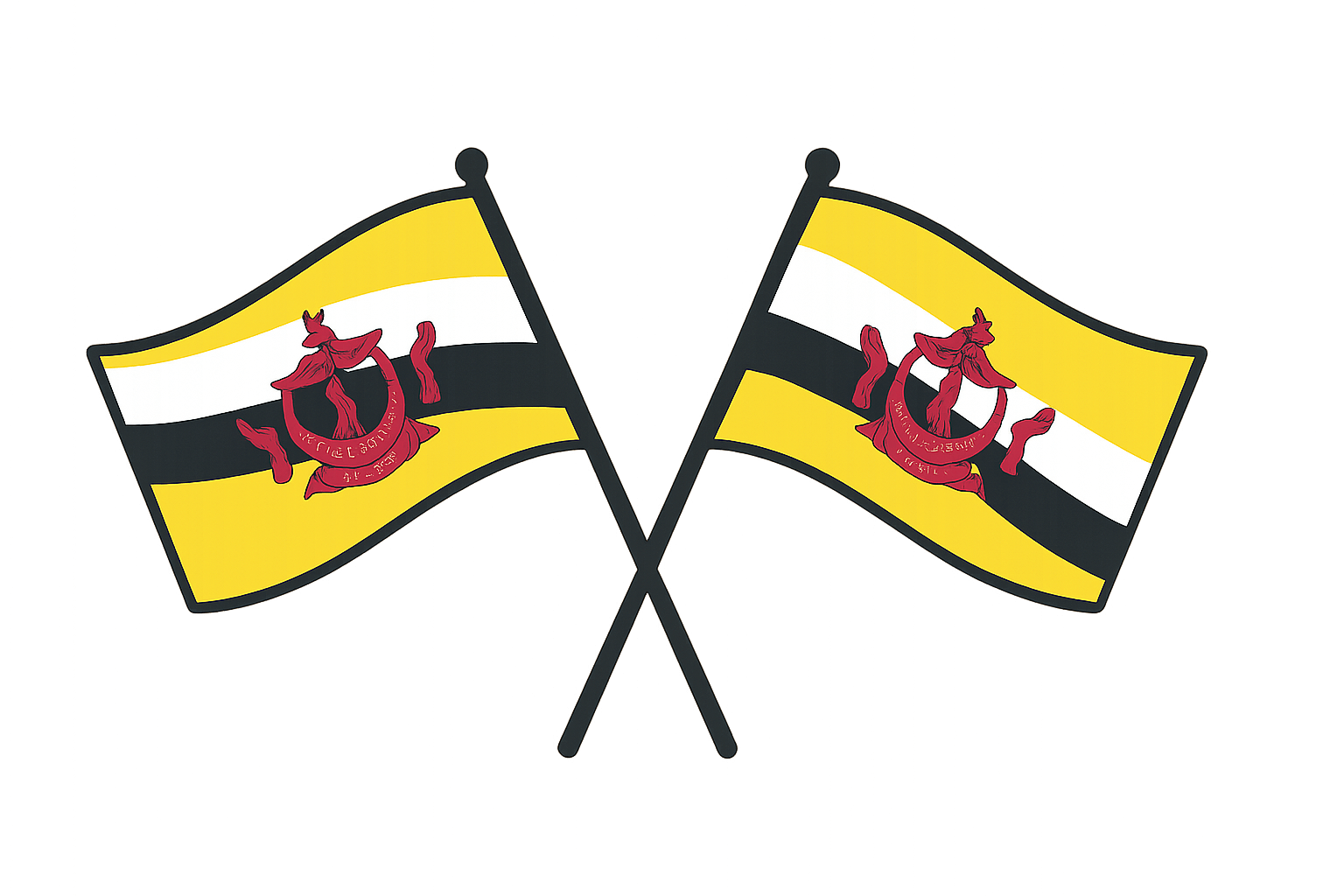 Crossed Brunei Flags Vector Transparent Background
