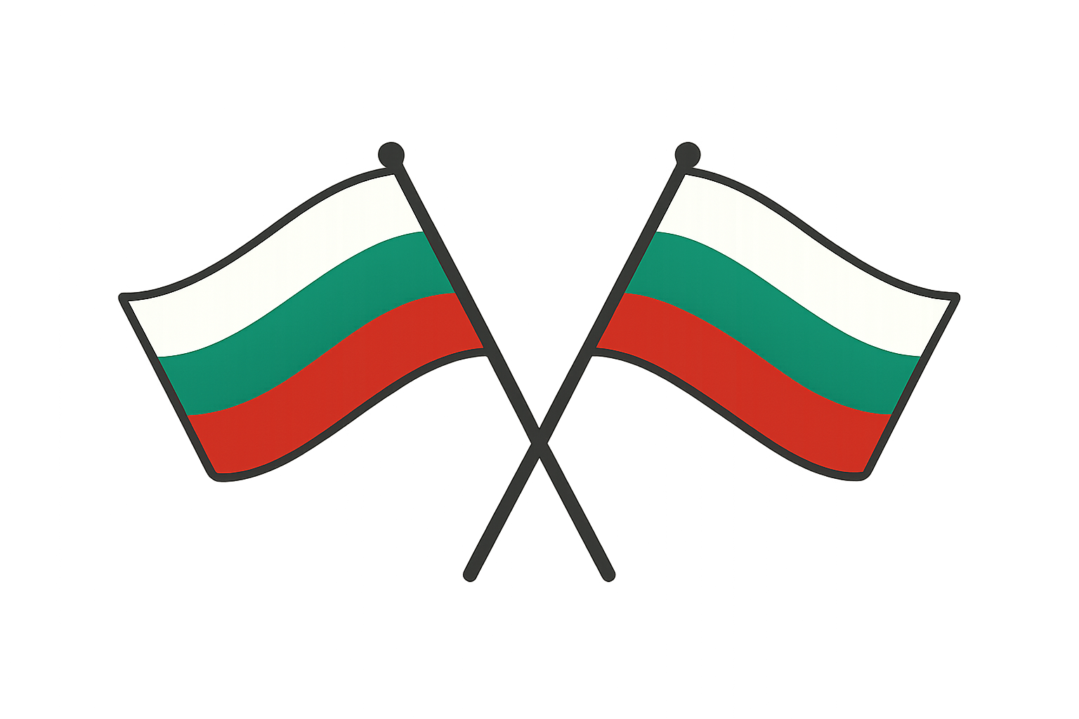 Crossed Bulgaria Flags Vector Transparent Background