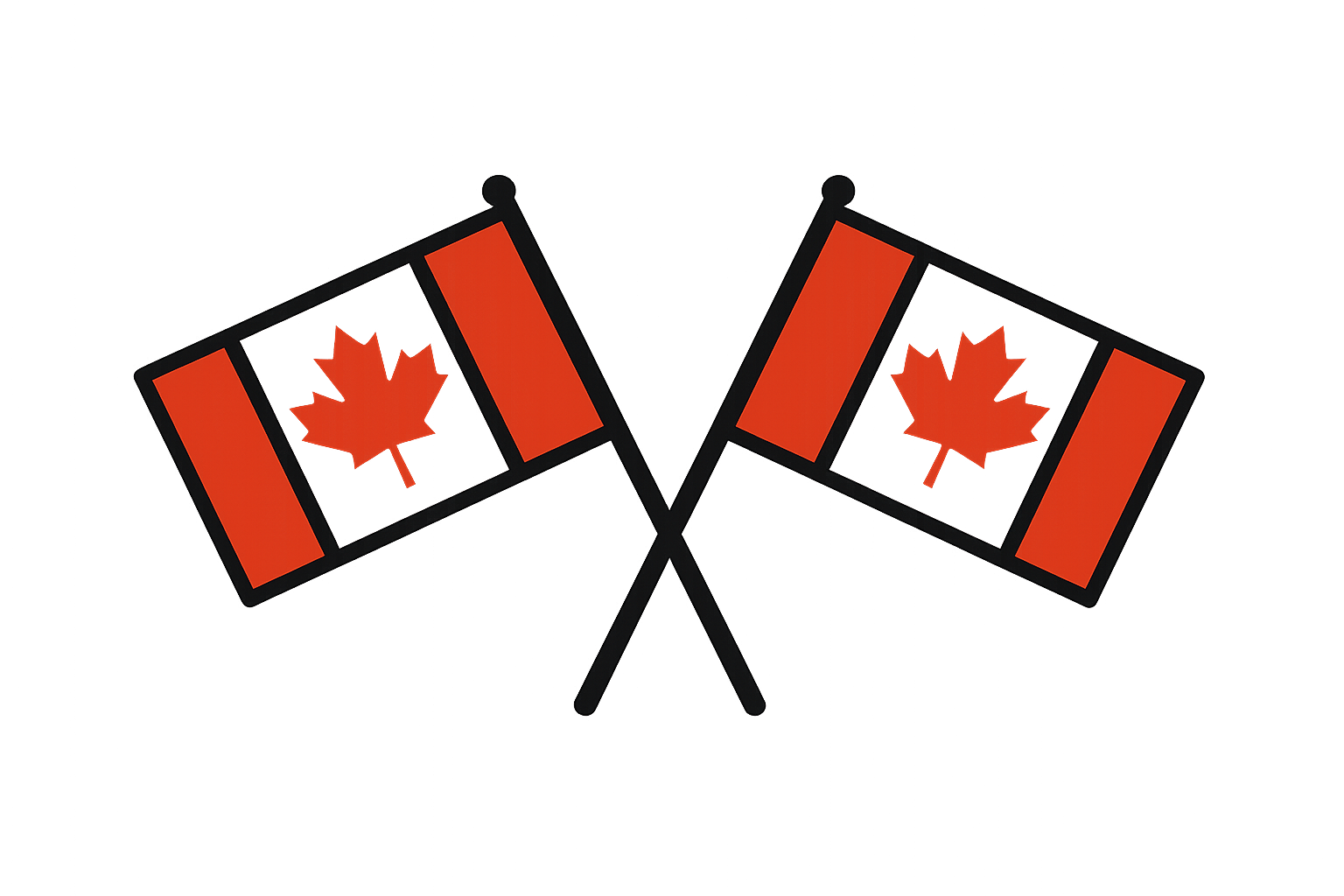 Crossed Canadian Flags Vector Graphic Illustration