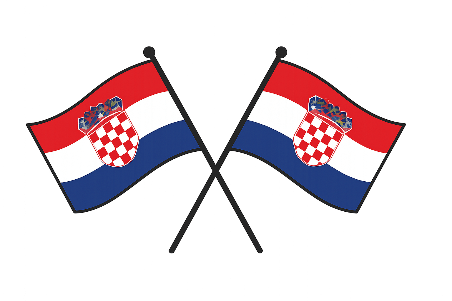 Crossed Croatian National Flags Vector transparent background