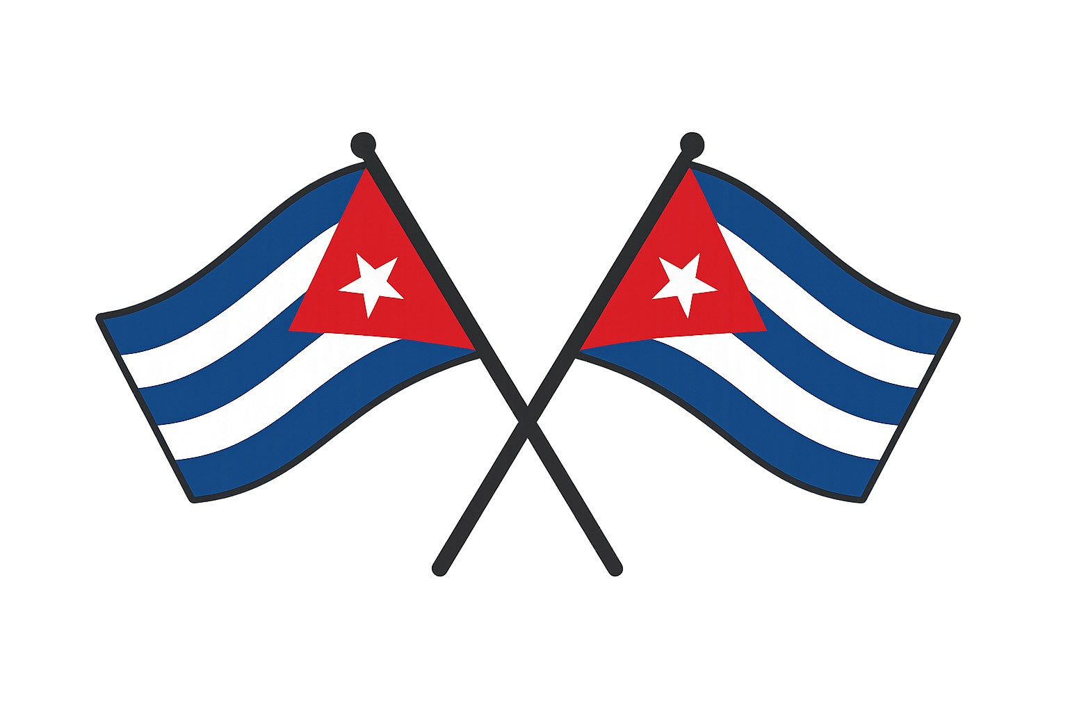 Crossed Cuban National Flags Vector transparent background