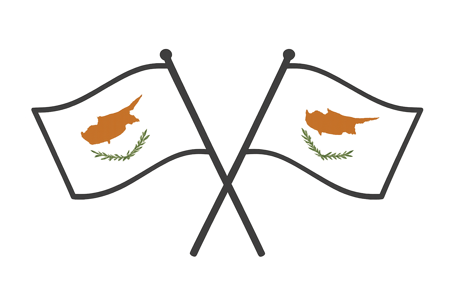 Crossed Cyprus National Flags Vector transparent background