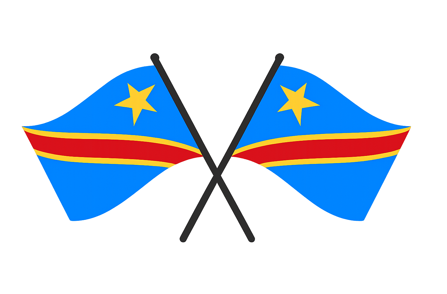 Crossed Democratic Republic Congo Flags, transparent background