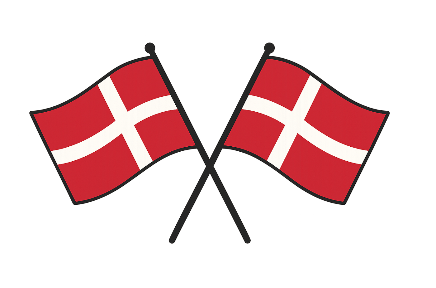 Crossed Denmark Flags Icon, transparent background