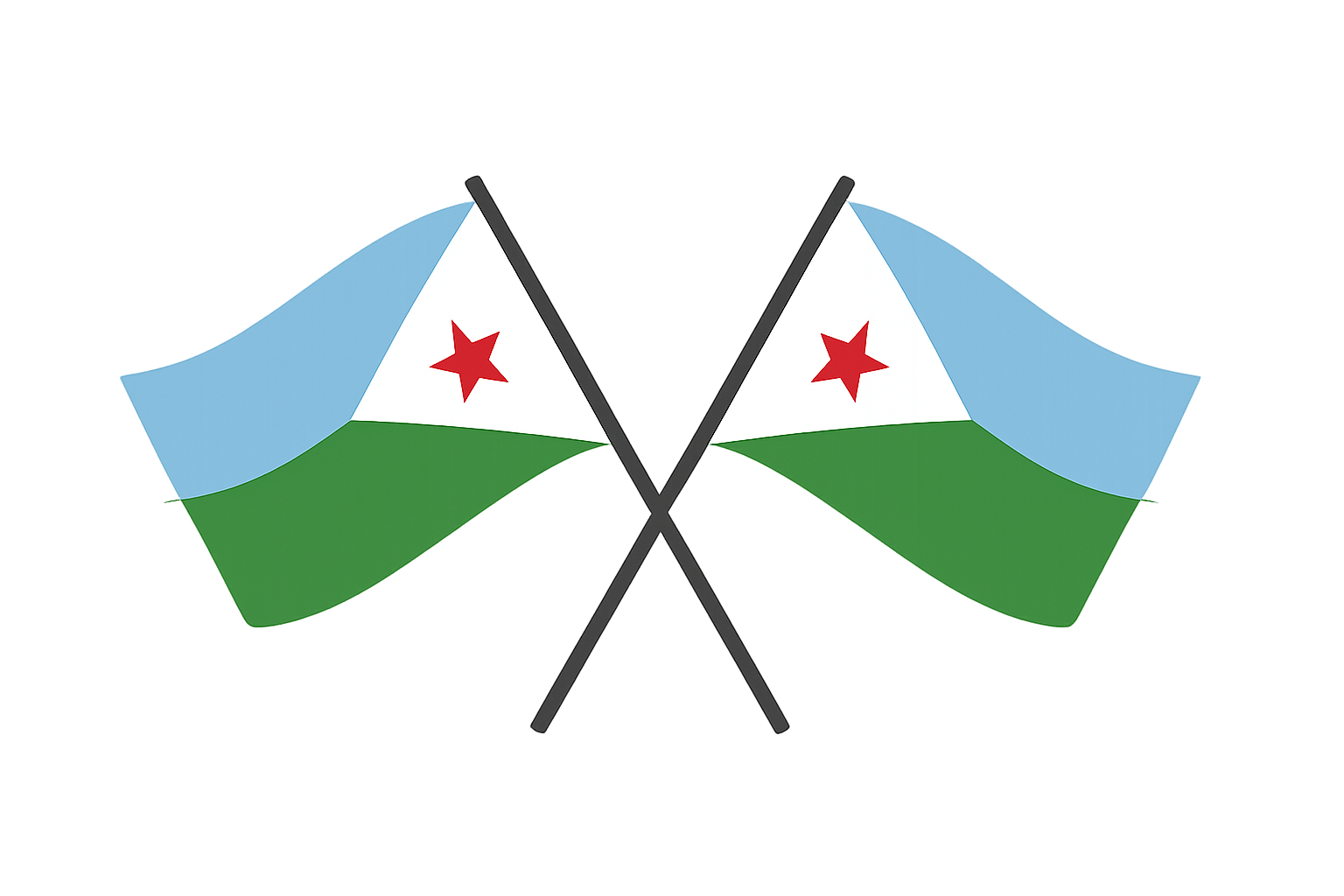 Crossed Djibouti Flags Icon, transparent background