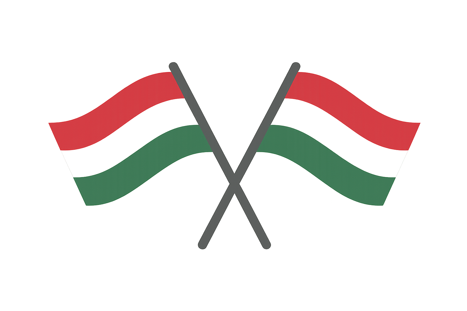 Crossed Flags of Hungary Friendship Symbol Graphic