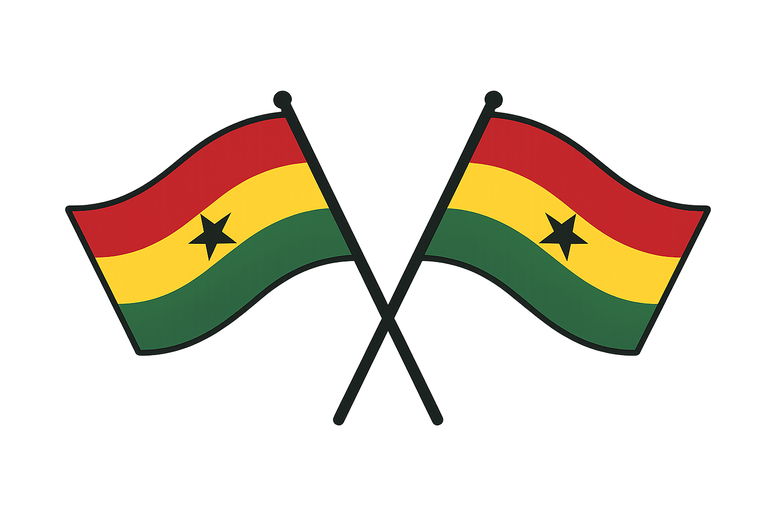 Crossed Ghana Flags Icon Transparent Background