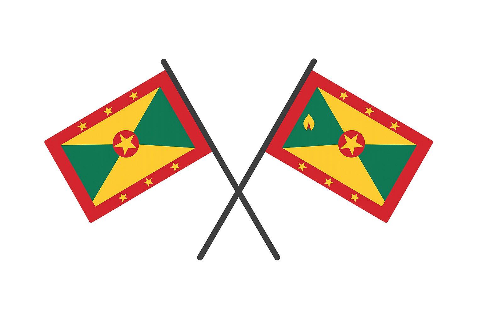 Crossed Grenada Flags Icon Transparent Background