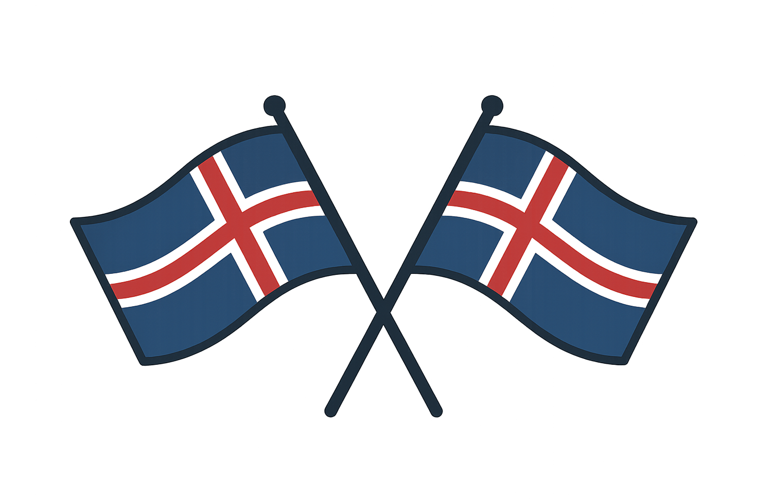 Crossed Iceland Flags Icon Transparent Background