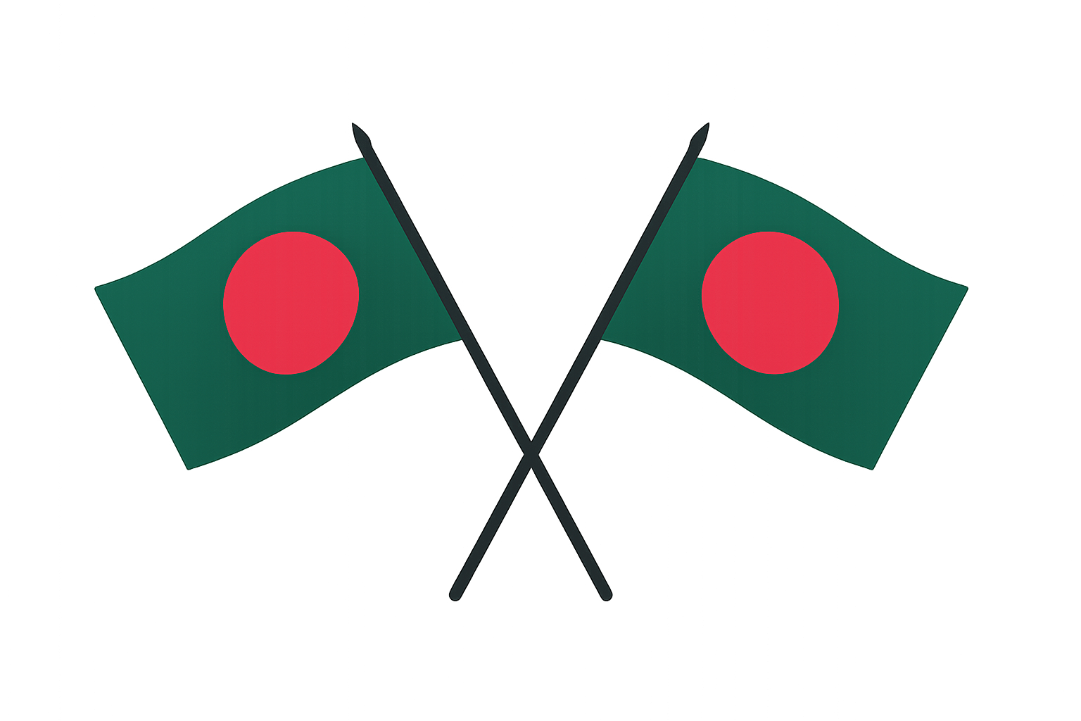 Crossed Icon Flags of Bangladesh, Transparent Background