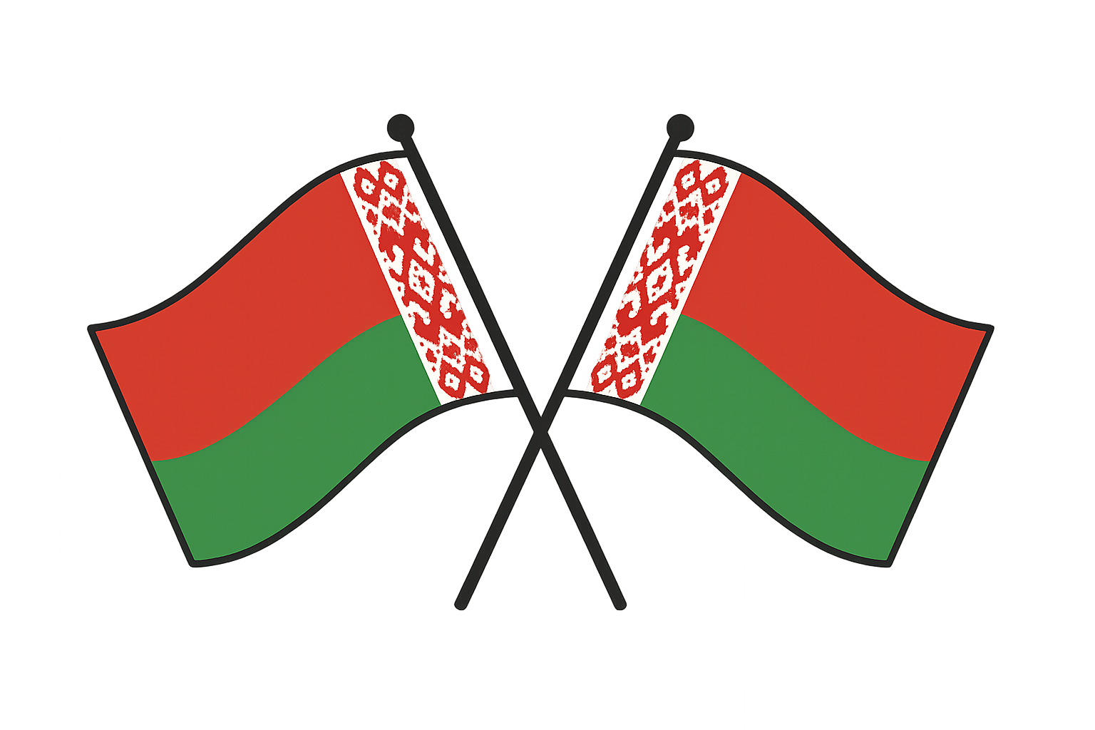 Crossed Icon Flags of Belarus, Transparent Background