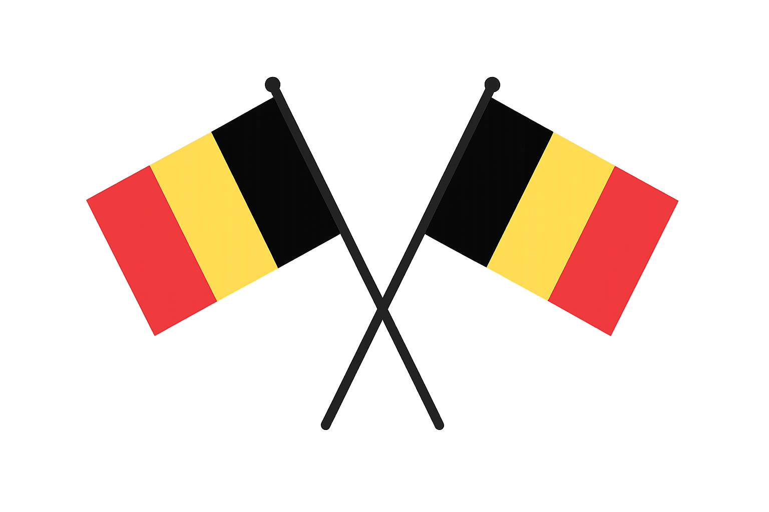 Crossed Icon Flags of Belgium Transparent Background