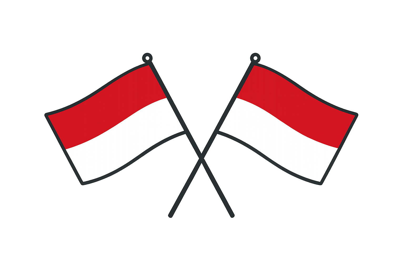 Crossed Indonesia/Monaco Flags Transparent Background
