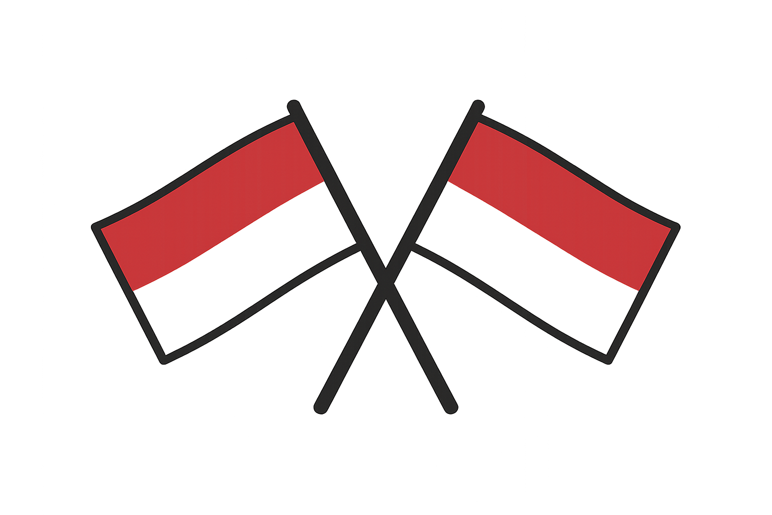 Crossed Indonesian Flags Icon Transparent Background