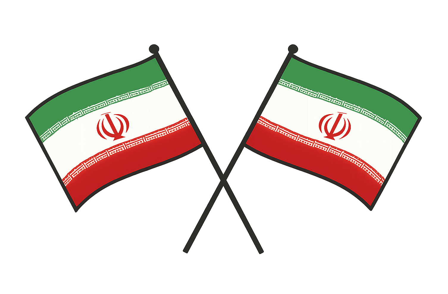 Crossed Iranian Flags Icon Transparent Background