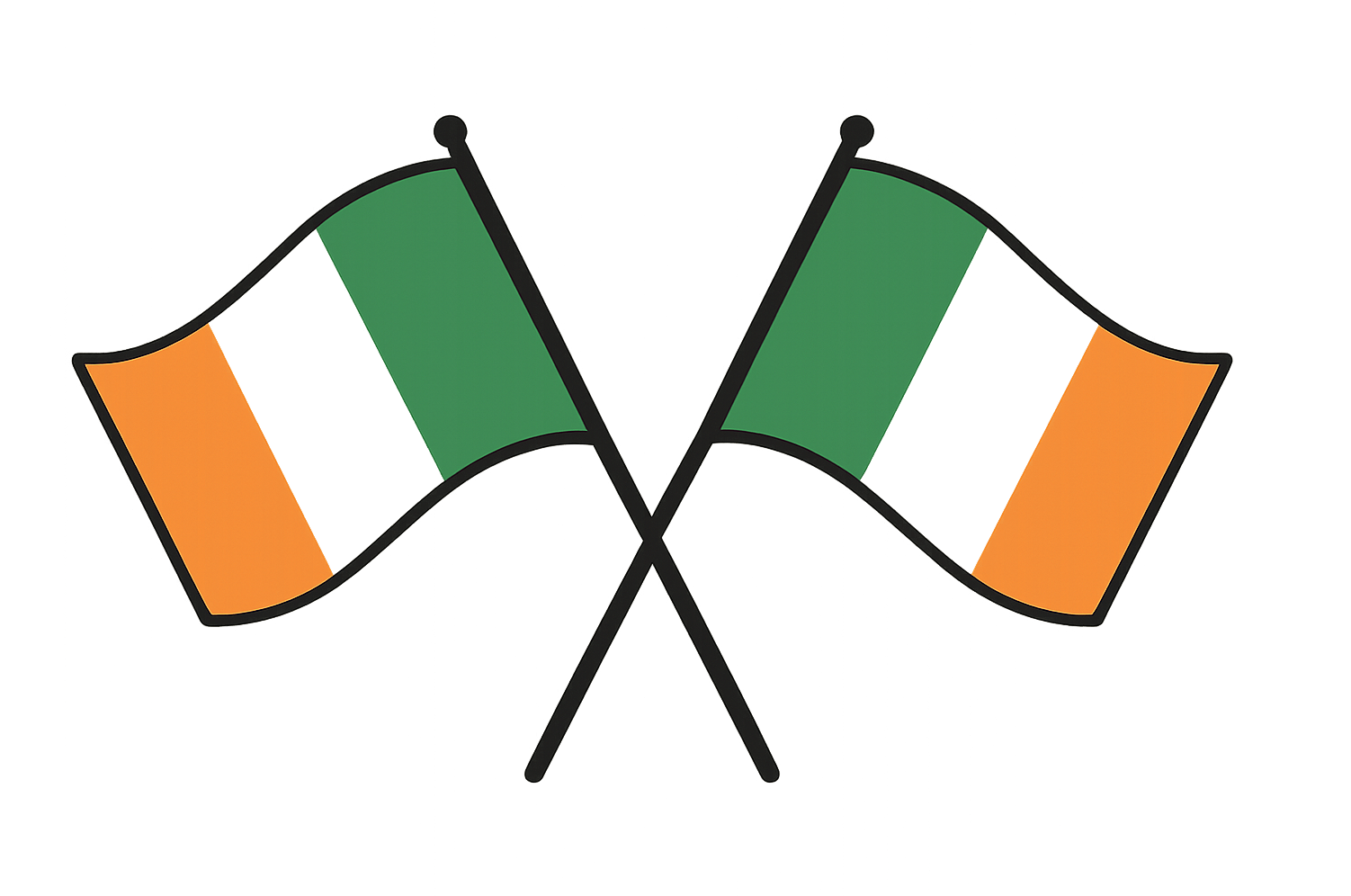 Crossed Ireland Flags Vector Transparent Background Icon