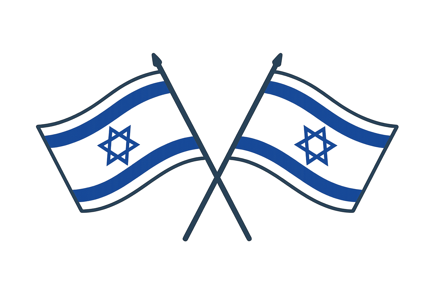 Crossed Israel Flags Vector Transparent Background Symbol
