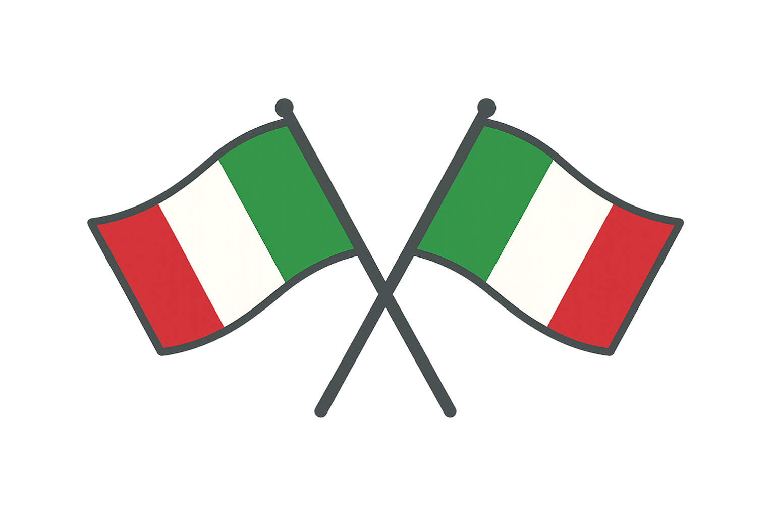 Crossed Italy Flags Vector Transparent Background Symbol